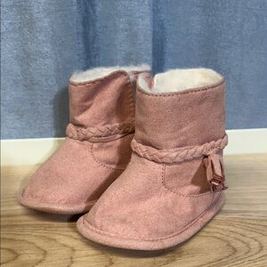 Joe Fresh Pink Baby Booties with Braided Detail